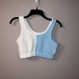 Blue and white tank top crop top refuge athletics size small